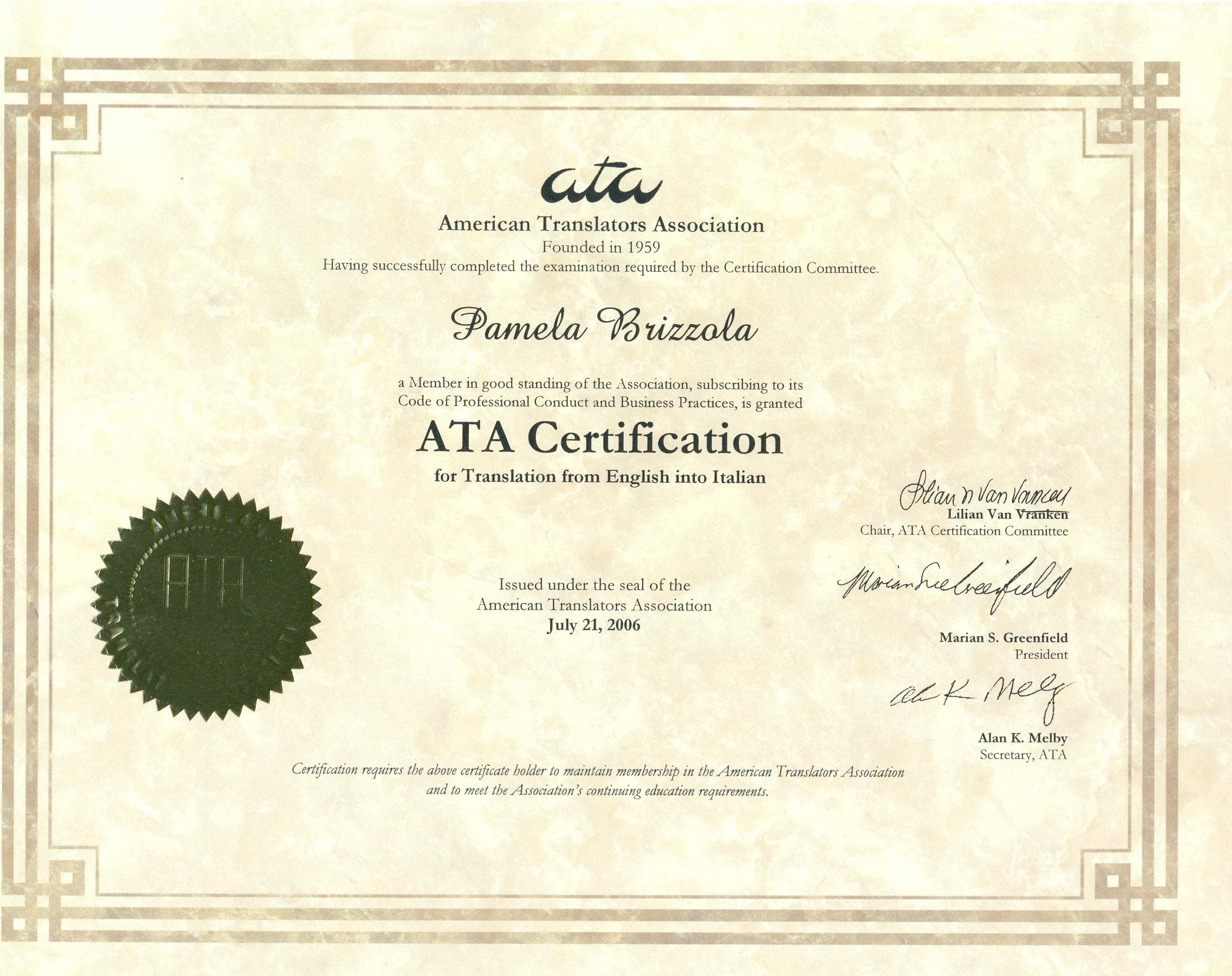 Certificazione ATA Easytrad